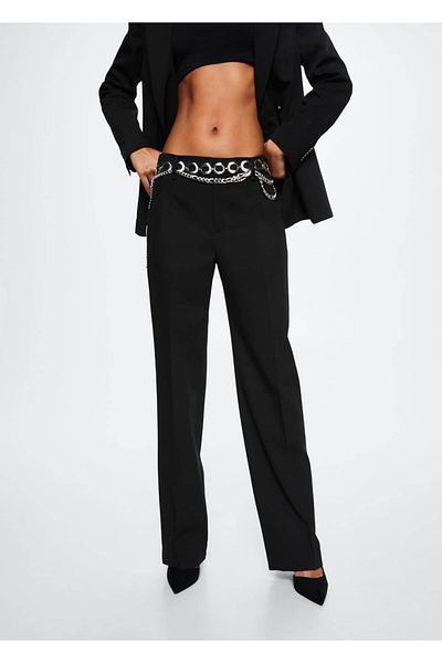 MANGO Woman Straight Cut Fabric Trousers