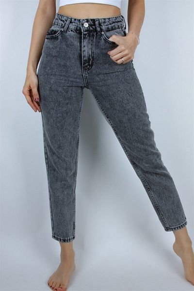 LAMİRA Mom Jean Anthracite Flexible High Waist