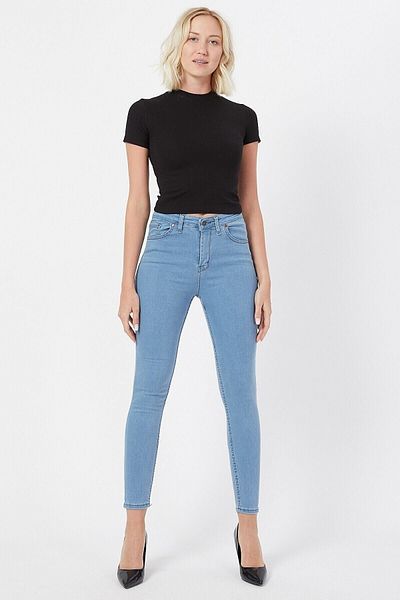 Trn JNS Ψηλόμεσο Skinny Jeans Ανοιχτό μπλε ίσιο (διαθέσιμο μέγεθος πίνακα)