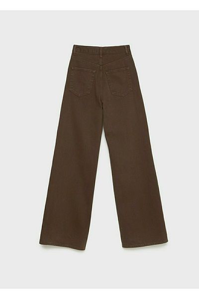 Trn JNS Καφέ Lycra Super High Waist Loose Jeans Palazzo Παντελόνι. (super High) Φαρδύ πόδι