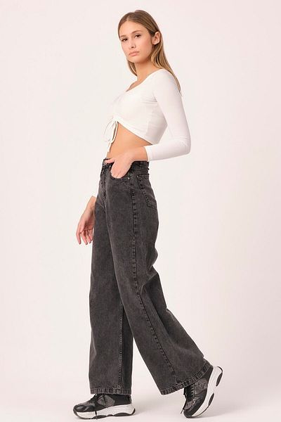 Trn JNS Smoked Power - Παντελόνι Palazzo Loose Jeans με σούπερ ψηλή μέση και Lycra