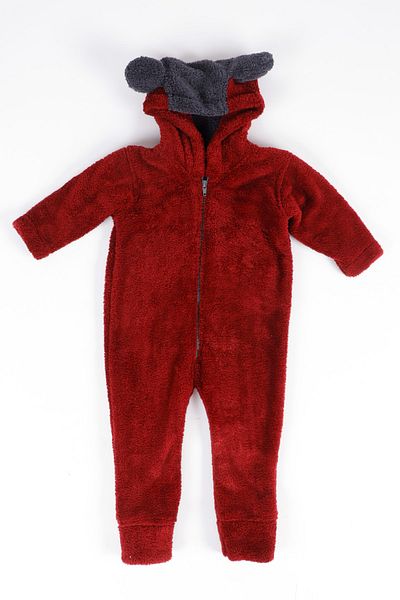 brntekstil Welsoft Plush Kids Baby Onesie Fleece Hooded Zippered
