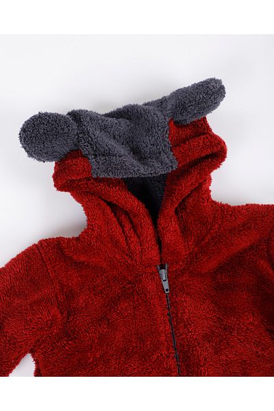 brntekstil Welsoft Plush Kids Baby Onesie Fleece Hooded Zippered
