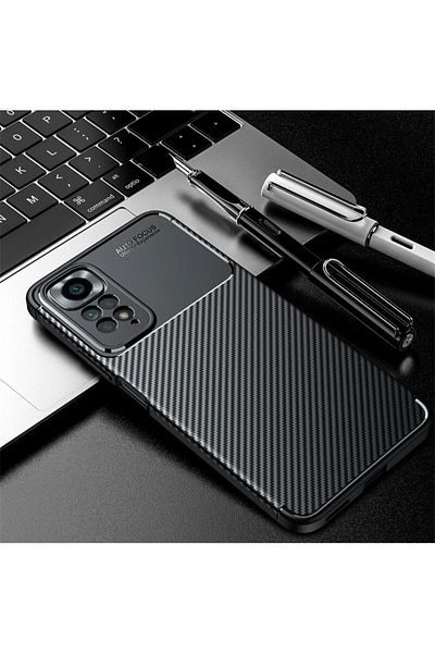 Fibaks حافظة سيليكون لهاتف Redmi Note 11 Pro & 12 Pro 4G بنمط كربون مع حماية للكاميرا ولا تفقد اللون