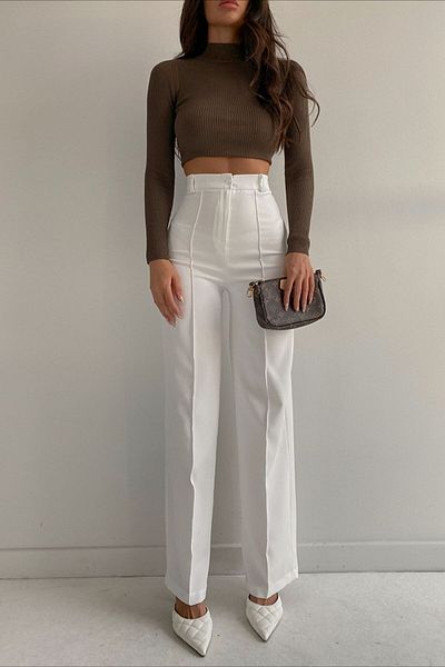 Trn JNS Arrow Gold Black Furry Pantaloni Palazzo largi pentru femei, anii 90, super înalți