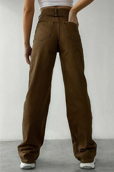 Trn JNS Καφέ Lycra Super High Waist Loose Jeans Palazzo Παντελόνι