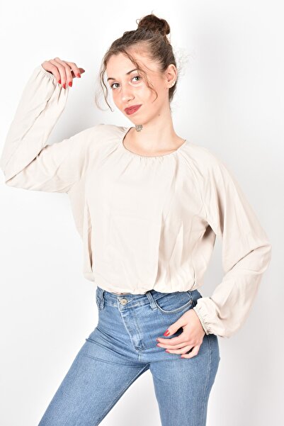 moda caddesi Dalgıç Kumaş Uzun Kollu Oversize/salaş Beli Ve Kolu Lastikli Bis...