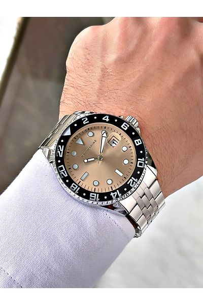 Navimarine Silver Color Steel Strap Men's Wristwatch Bracelet Gift