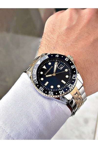 Navimarine Silver Color Steel Strap Men's Wristwatch Bracelet Gift