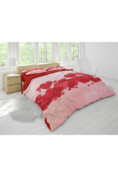 Erays Home Aşk Kalp Desenli 3d Dijital Baskılı Sevgililer Günü Çift Kişilik Nevresim Takımı