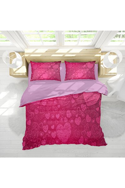 Erays Home Set de lenjerie de pat cu model de inimă de dragoste 3D imprimat d...