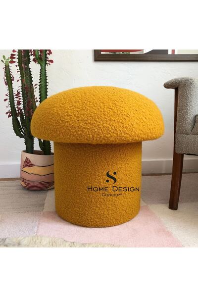 S Home Design Concept Mushroom Mantar Puf, Teddy, Hardal