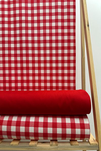 Soft Kare Panama Linen Liquid Proof Red Checkered Tablecloth