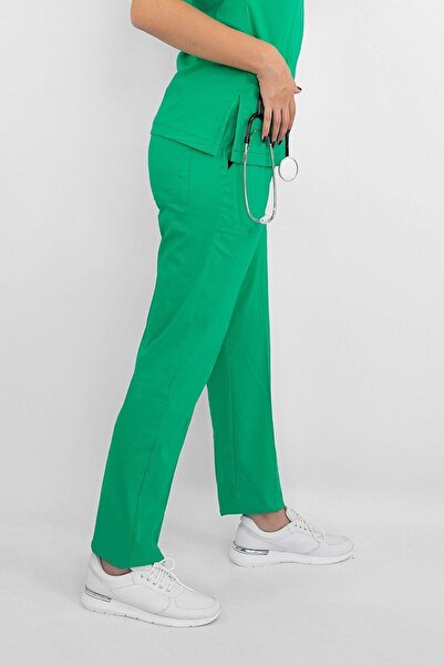 Nur Medikal Giyim بنطلون ليكرا أخضر ورقي