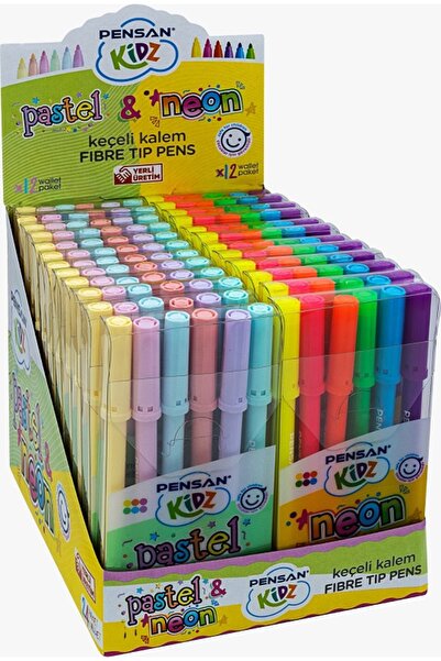Pensan Keçeli Kalem 6 Lı Kıdz Pastel - Neon 24 Lü Stand Pe99093ps24