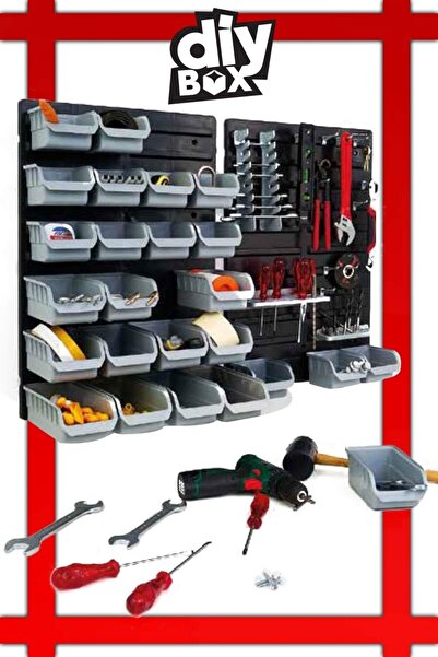 DiyBox Kentucky 52 Parça Avadanlık Alet Askısı Organizer Duvar Panel Seti