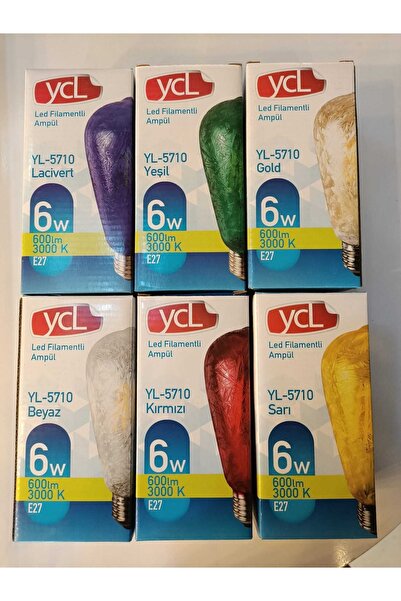 YÜCEL 6 W Rustik Flament Led Ampul Rustik E27 Duy Günışık Mavi Cam