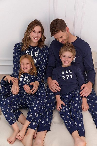Arnetta Sleepy Navy Blue Girl's Long Sleeve Pajama Set