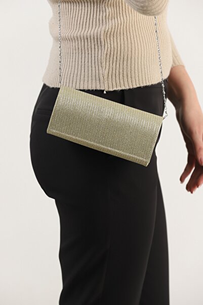 efnanstore Χρυσή Glitter Βραδινή Τσάντα Clutch Τσάντα Clutch Bag