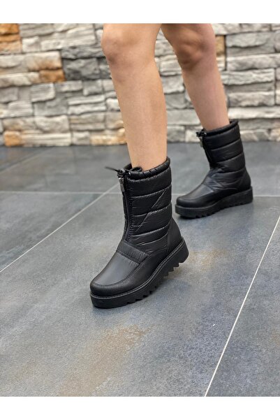 DİVA Siyah Paraşüt Kumaş Kar Botu 1453-01