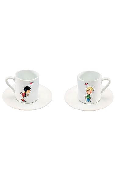 GünayStore Cedric & Chen Character Printed Lover Couple Turkish Cup Set 4 pieces