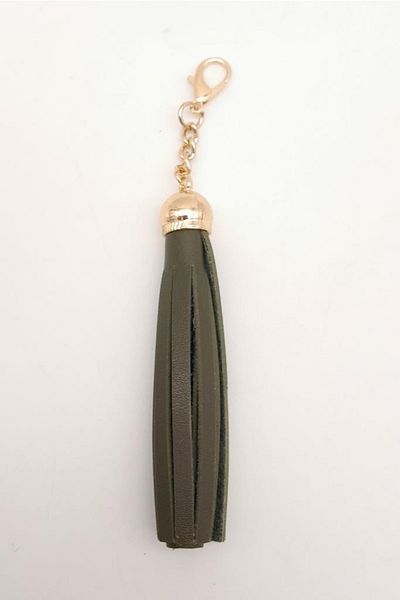angel çanta aksesuar Khaki Faux Leather Sleeve Tassel Light Gold Metal