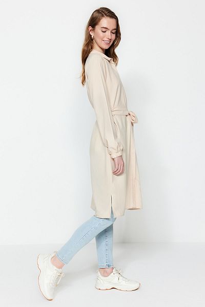 Trendyol Modest Stone Belted Pocket Detailed Cotton Woven Shirt Cap TCTSS23TG00023