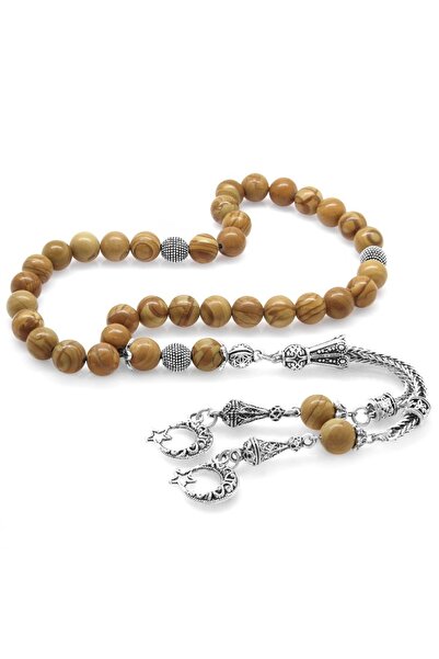 EbruHome مسبحة معدنية غير مشوهة مزينة بشراشيب على شكل نجمة وهلال من الحجر الط...