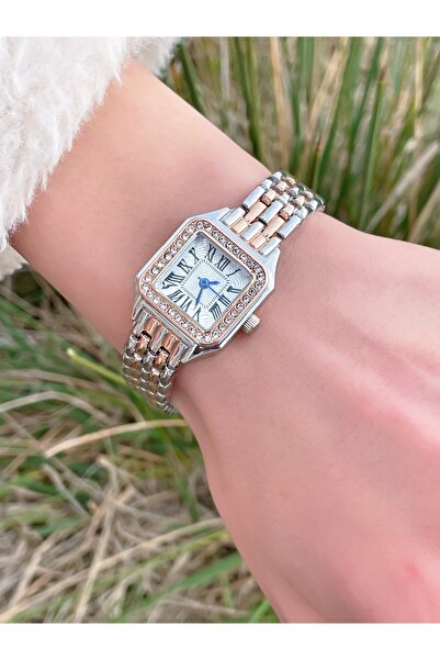 Bimodabu ساعة يد نسائية بأرقام رومانية مرصعة بالأحجار