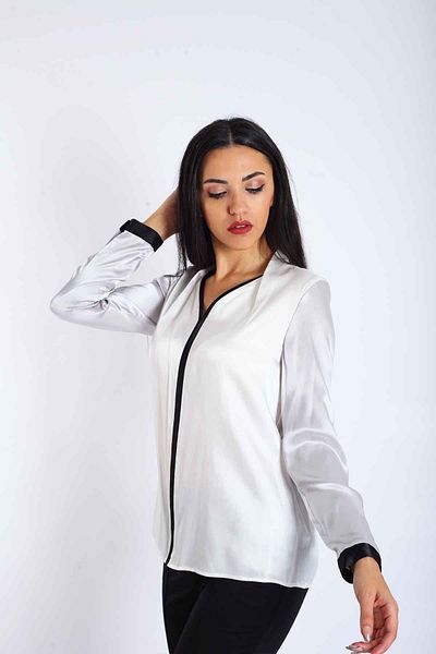 Blues Outlet Γυναικείο Piping Satin Buluz-ασημί