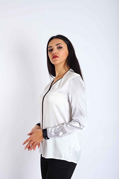 Blues Outlet Γυναικείο Piping Satin Buluz-ασημί