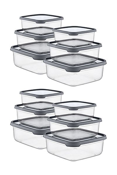 Nandy Home Set of 12 Embox Square Food Container, Food Storage Container Anthracite