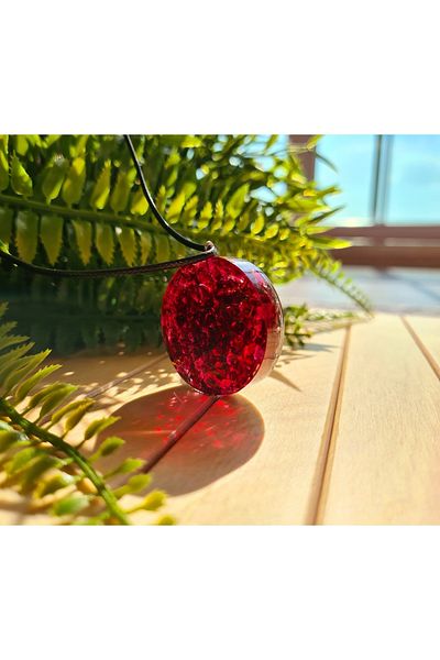Singincraft Red Garnet Heart Figure Orgonite Necklace (HAND MADE DESIGN PRODUCTS)