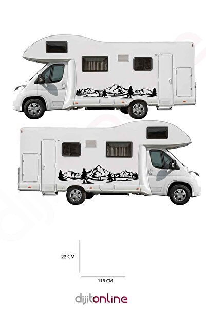 Dijitonline 2 قطعة ملصق كارافان - ملصق جبلي - 115x22 سم