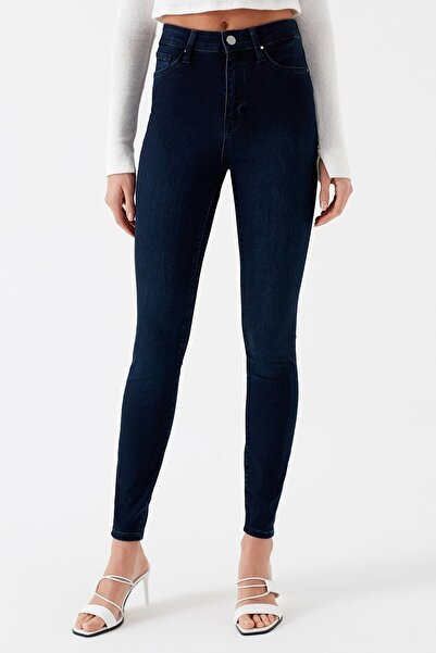 Livik Sincerely Acaip жіночі темно-сині штани з високою талією з лайкри з довжиною до щиколотки вузькі джинси з лайкри