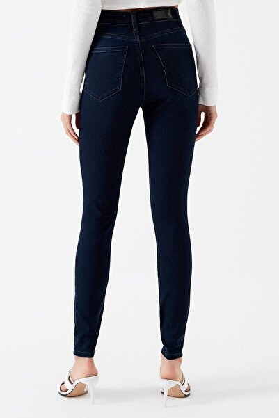 Livik Sincerely Acaip жіночі темно-сині штани з високою талією з лайкри з довжиною до щиколотки вузькі джинси з лайкри