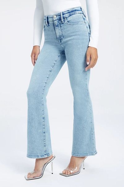 Trn JNS Lina Snow Wash Blue Flare Leg Lycra Flare Jeans Pantaloni denim Gatherer