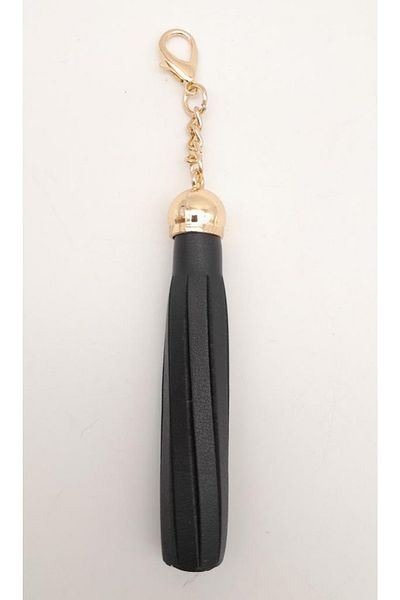 angel çanta aksesuar Black Faux Leather Sleeve Tassel Light Gold Metal