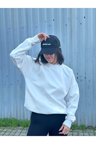 Combineman35 Hanorac de bază oversize unisex cu 3 fire 100% bumbac culoare albă