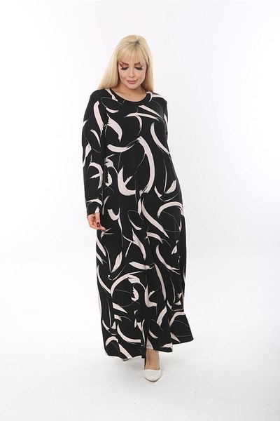 Mezura Women's Plus Size Long Sleeve Viscose Combed Cotton Hijab Suitable Long Dress