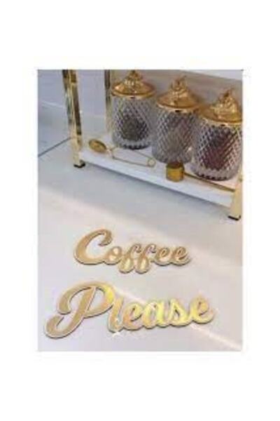 Revnak Dekorasyon Coffee Please Aynalı Gold Pleksi Duvar Yazısı