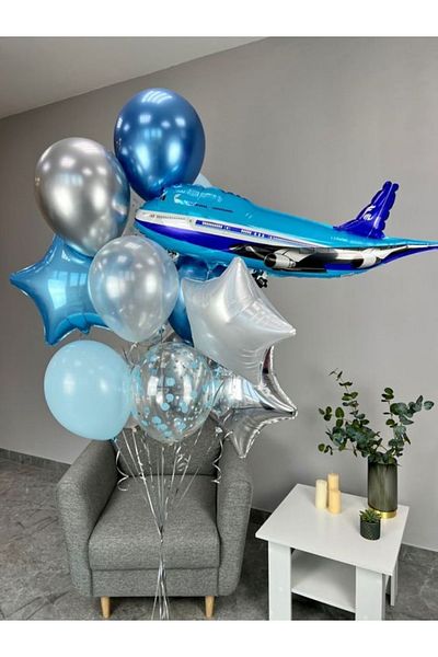 MERİ PARTİ Airplane Foil Balloon Star Foil Balloon Concept Balloon Birthday Balloon Airplane