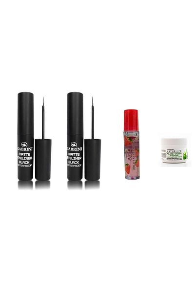 Gabrini Black Matte Wateproof Eyeliner - 2 Pieces Rool, on Lip Gloss and Hand Cream Gift