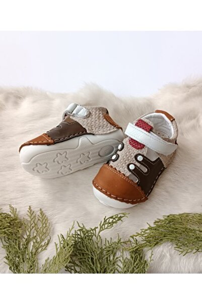 Hodore Nody Genuine Leather Ilkadım Baby Kids Orthopedic Booties Sandals Shoes Tan