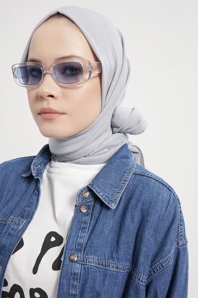 Gülsoy شال نسائي من القطن باللون الرمادي الفضي - 02