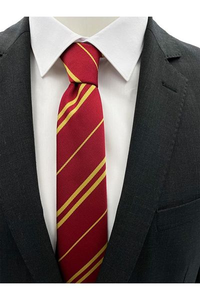 Brianze Yellow Red Striped Slim Tie