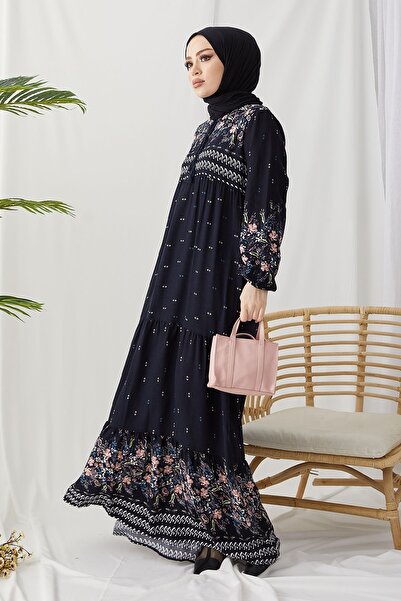 InStyle Casual Hijab Φόρεμα με μοτίβο νερού - Dark Navy