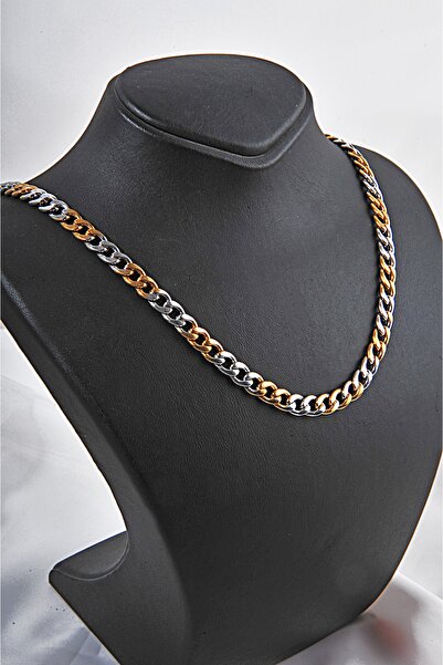 EUROMODA قلادة من الفولاذ باللونين الذهبي والأسود للجنسين