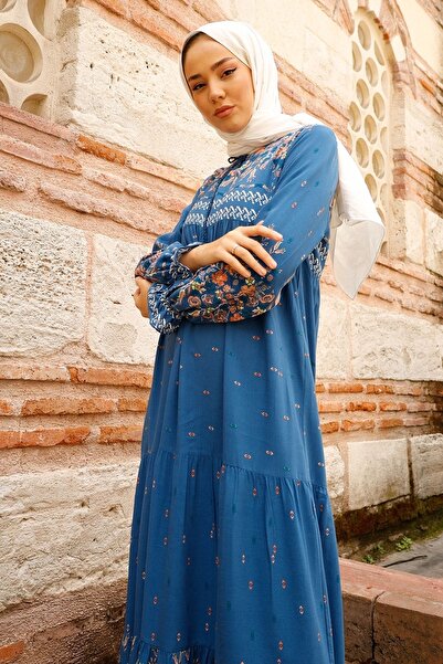 InStyle Vizes mintás alkalmi hidzsáb ruha - indigó