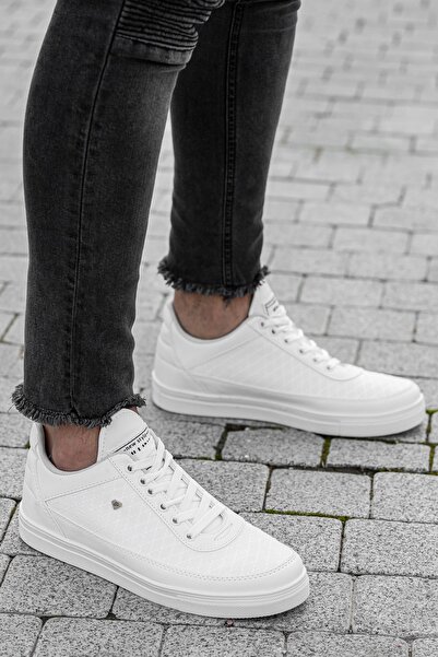 BOUIS Ανδρικά λευκά καθημερινά καπιτονέ ορθοπεδικά εύκαμπτα αθλητικά παπούτσια με άνετη χοντρή σόλα